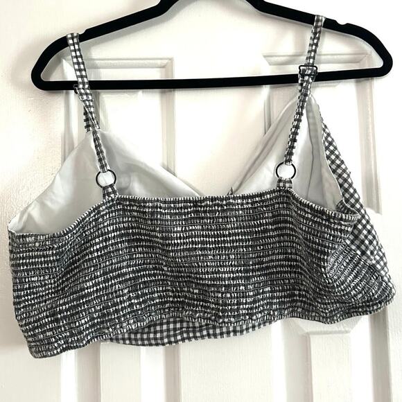 UNIQUE VINTAGE Gingham Check Embroidered Red Floral Crop Pin-Up Top Smocked 1X - Picture 5 of 8